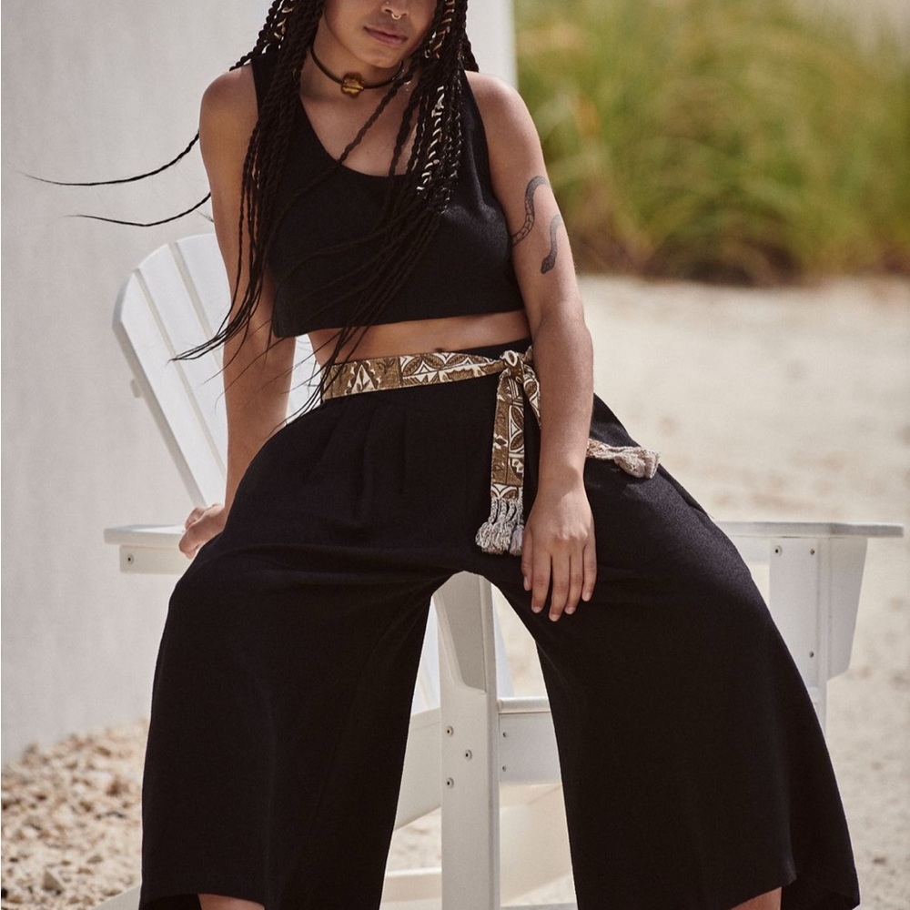 Free People Black Wide Leg Pants